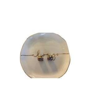 Kate Spade Glitter Crystal Square Stud Earrings